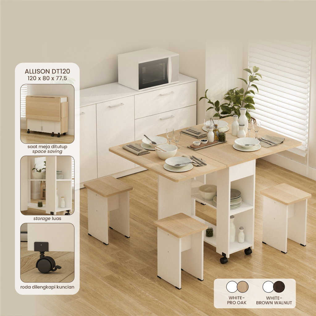 MJM - MEJA MAKAN LIPAT SET - DT120 ALLISON