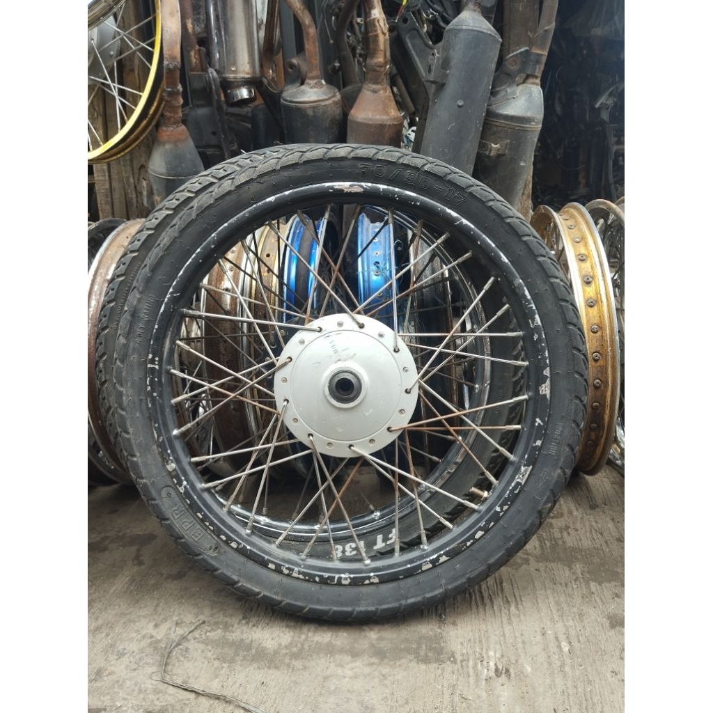 velg/pelek jari jari teromol bagian depan+ban motor Astrea grand/Supra x lama/Supra fit/second cabut