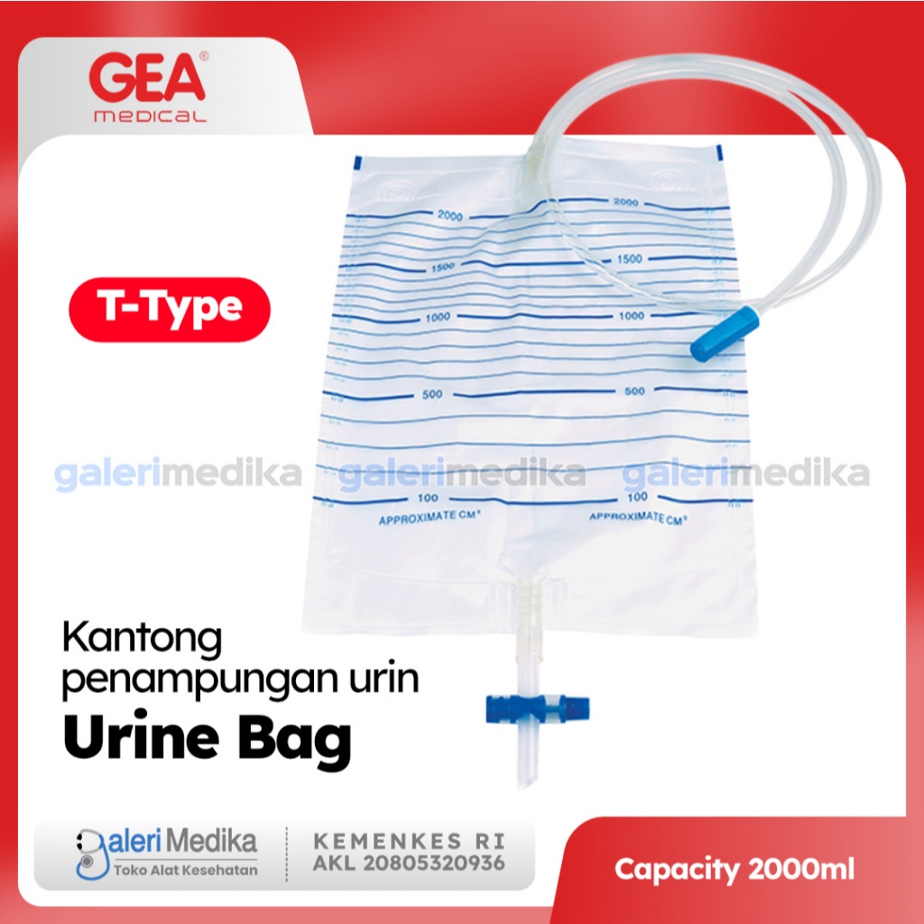 Kantong Urine 2L GEA Urine Bag T Type with Hanger - Kantong Kencing / Urinebag 2 ltr