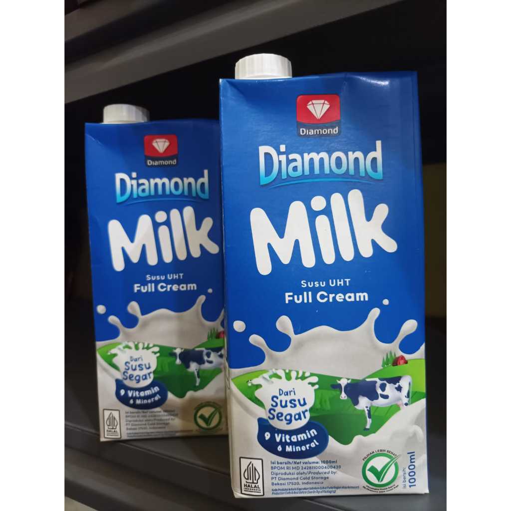 Susu Diamond isi 1 liter UHT Milk Full Cream From Fresh Milk untuk Cafe dan Campuran Minuman Kekinia