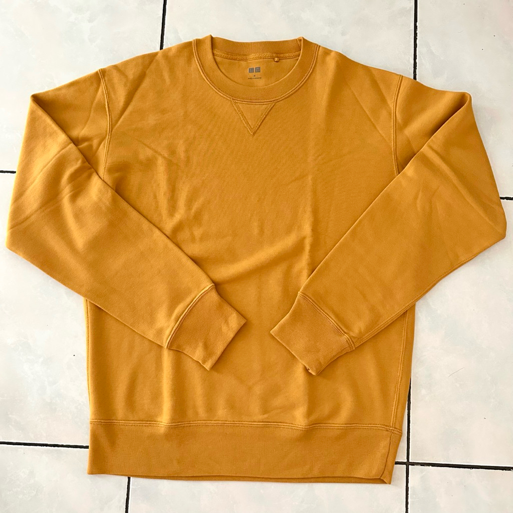 PL Uniqlo Men Sweater Baju Lengan Panjang Longsleeve Waffle Top Crew Neck preloved cowok pria