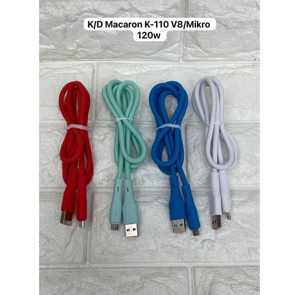 Kabel Data Charger Macaron 120W K110 Micro V8 Fast Charging Isi Daya Cepat