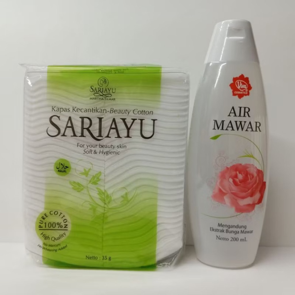 Viva cosmetics air mawar 100ml+ Kapas Sari ayu 35gr / Air Mawar 200ml plus kapas kecantikan sariayu