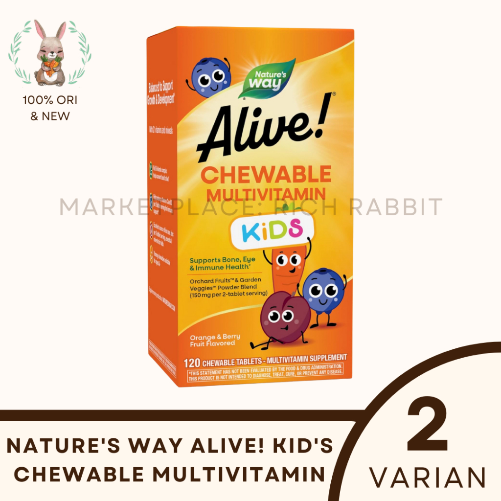Nature's Way Alive Kids Chewable Multivitamin Orange Berry Natures Vitamin Anak 120 Chewable Tablets