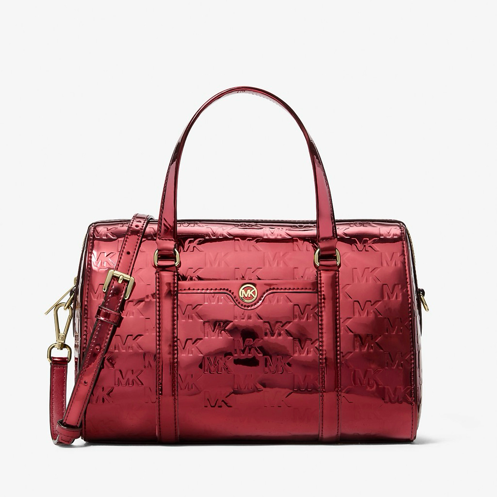 MK Travel medium duffle satchel cherry