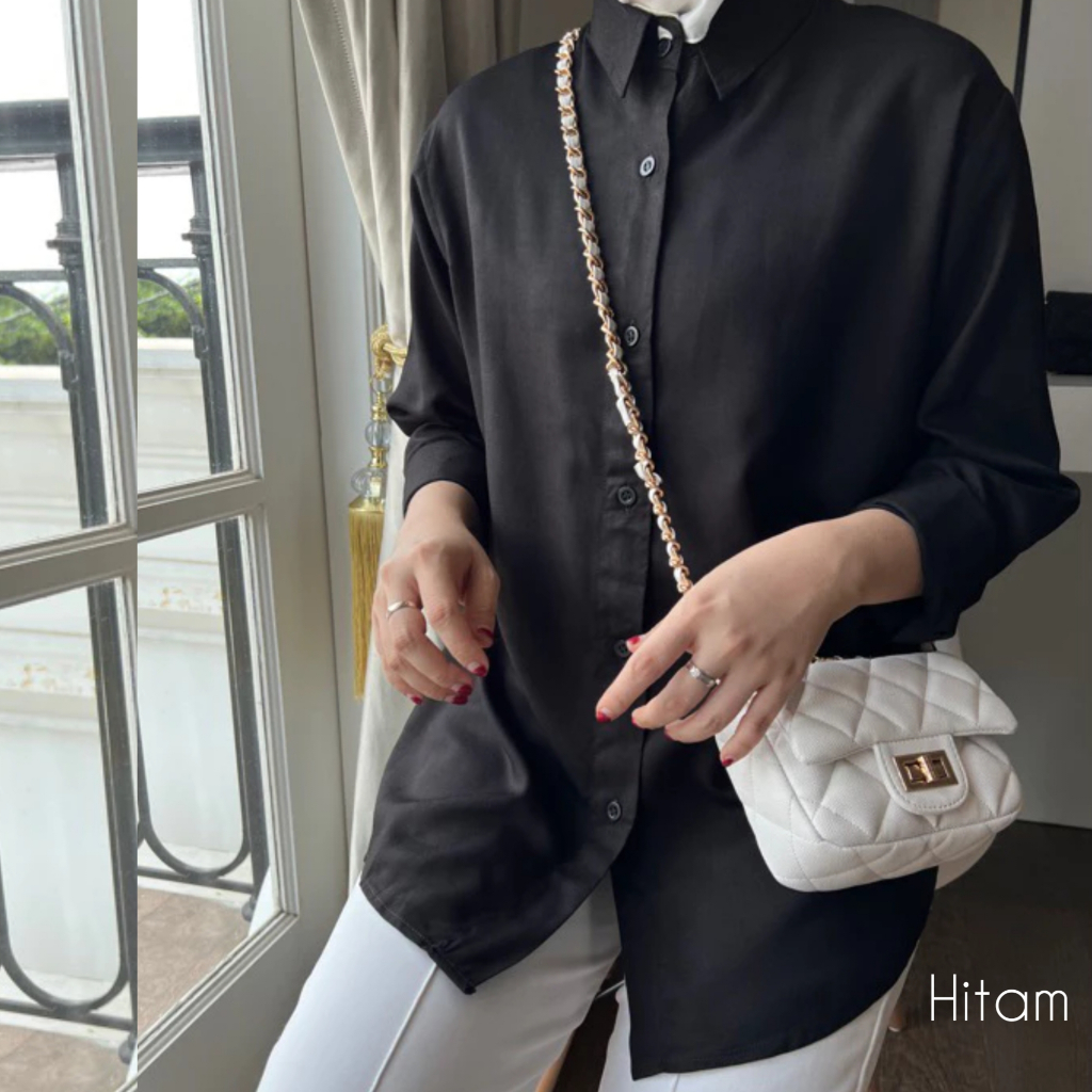 Kemeja Wanita Cantik Polos Rayon Twill Premium / Kemeja Rayon Twill Premium