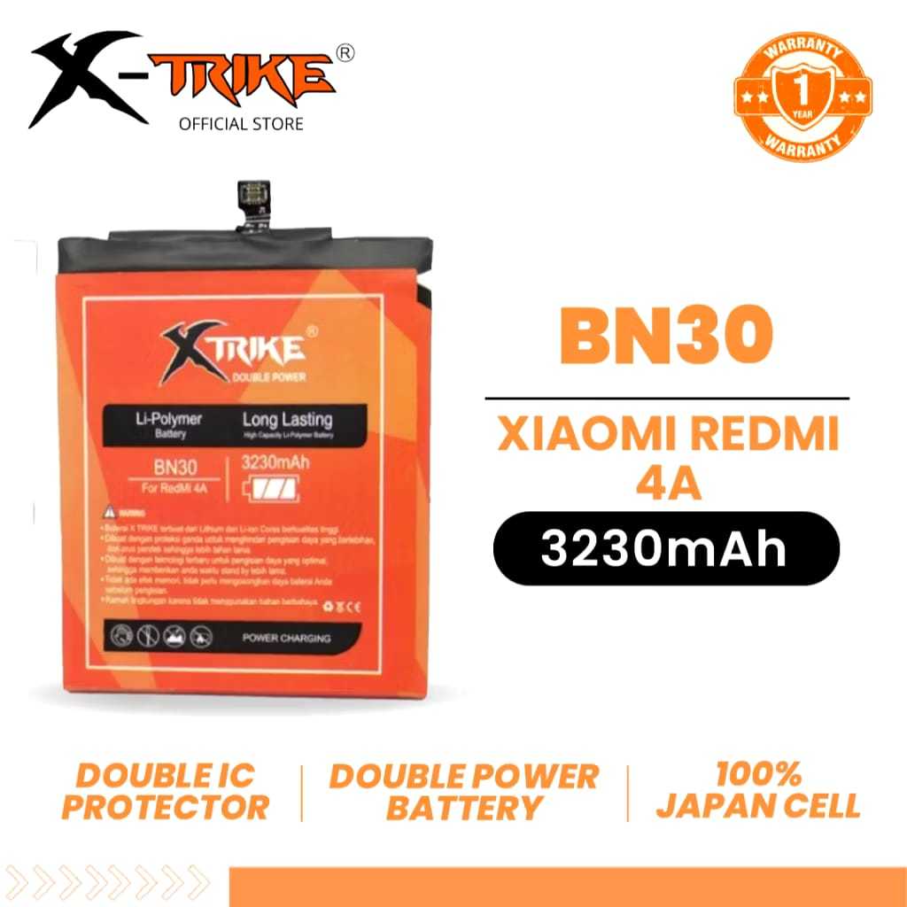 Baterai Hp Xiaomi Redmi 4A BN30 Double Power Battery Batre Original By X-TRIKE