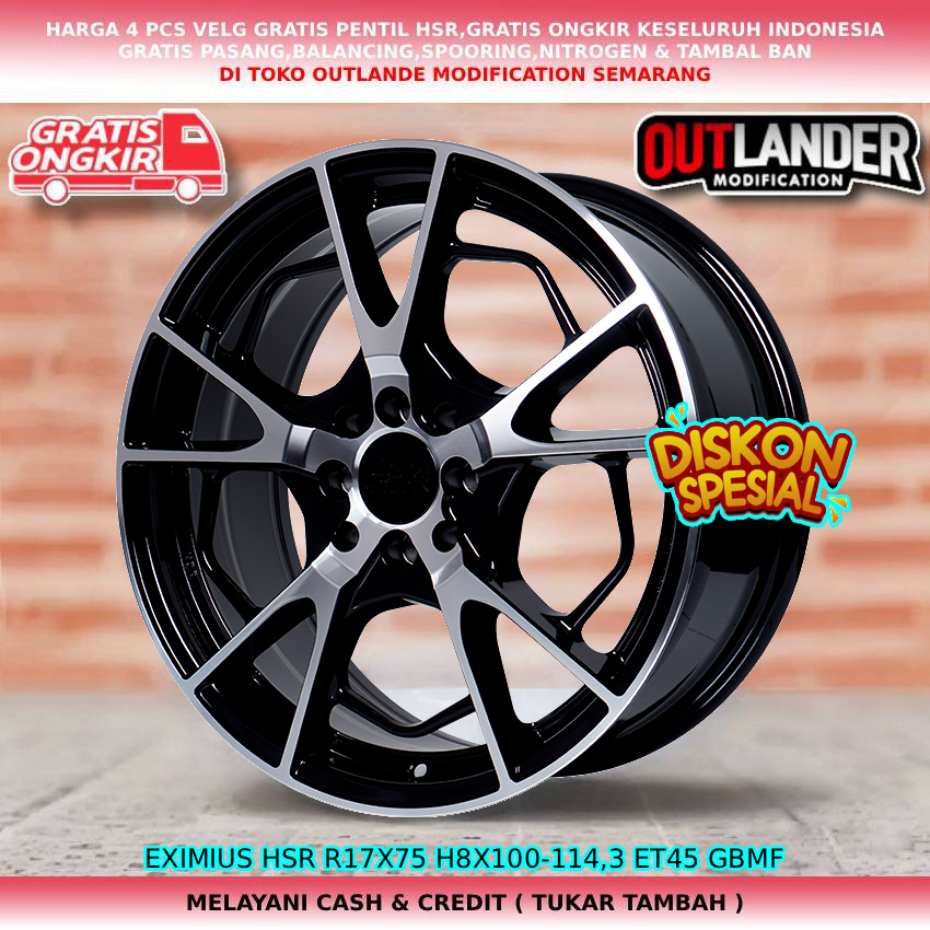 Velg racing untuk mobil Jazz RS| Freed| Mobilio| Brio| Ayla| Raize| Rocky| dll velg hsr eximius R17
