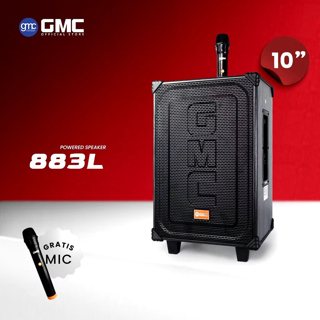 GMC 883L Speaker Bluetooth Portable 10" inch + 1 Mic Wireless