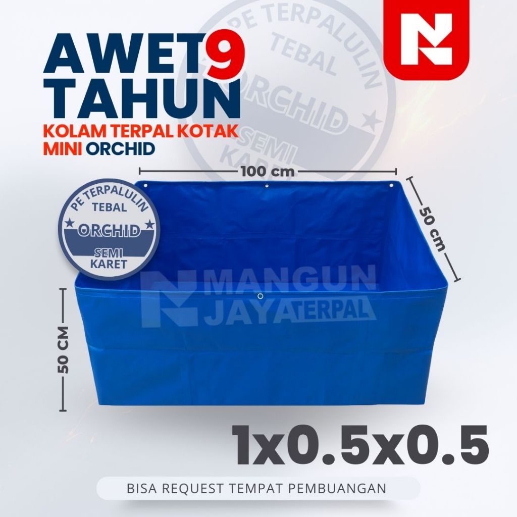 Kolam Terpal Orchid Semi Karet Ukuran 100x50x50 Kolam Terpal Untuk Ikan Kecil lele nila guppy