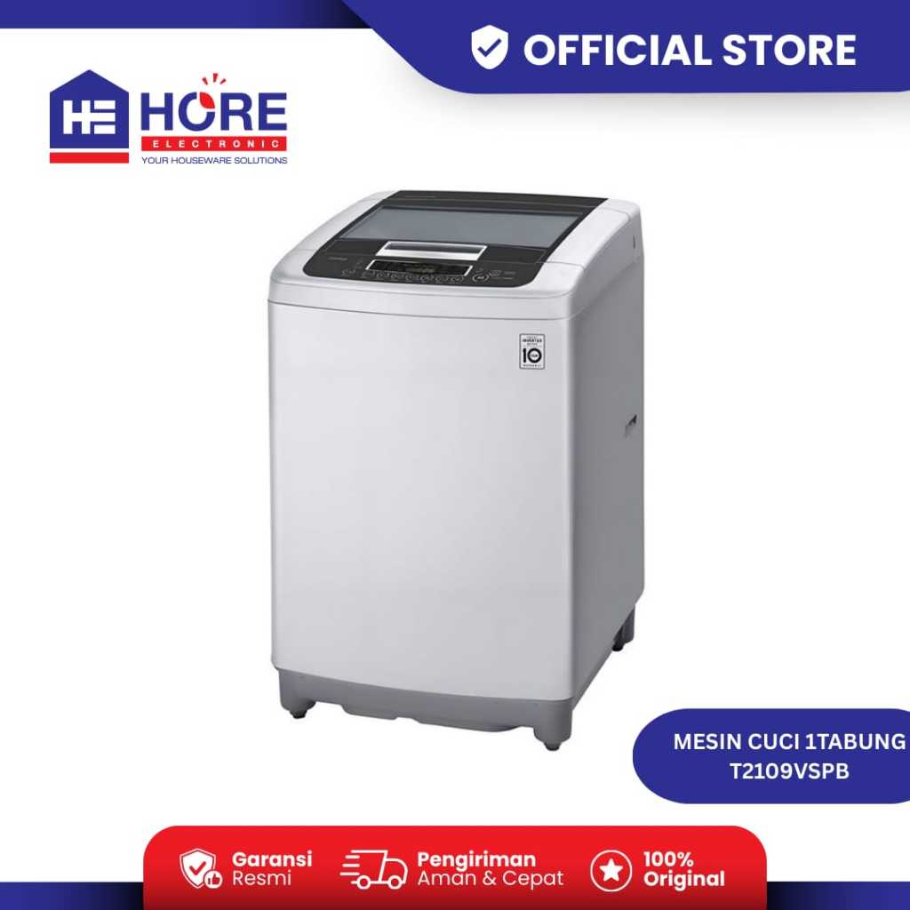 MESIN CUCI LG T2109VSPM / LG MESIN CUCI 1 TABUNG TOP LOADING SMART INVERTER T2109VSPM [9 KG]