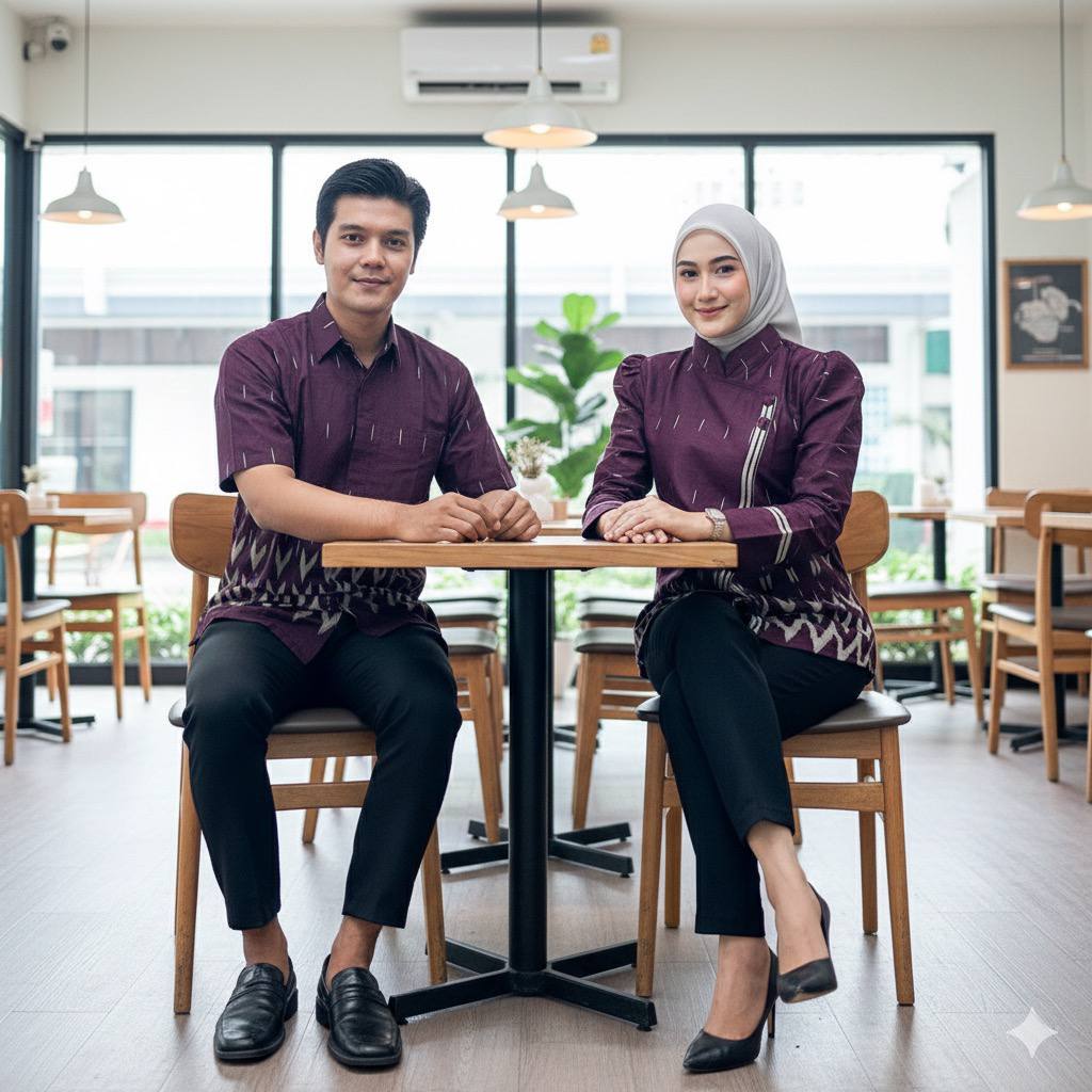 Atasan Batik Couple Tunik Wanita Modern Nyaman Motif Azura