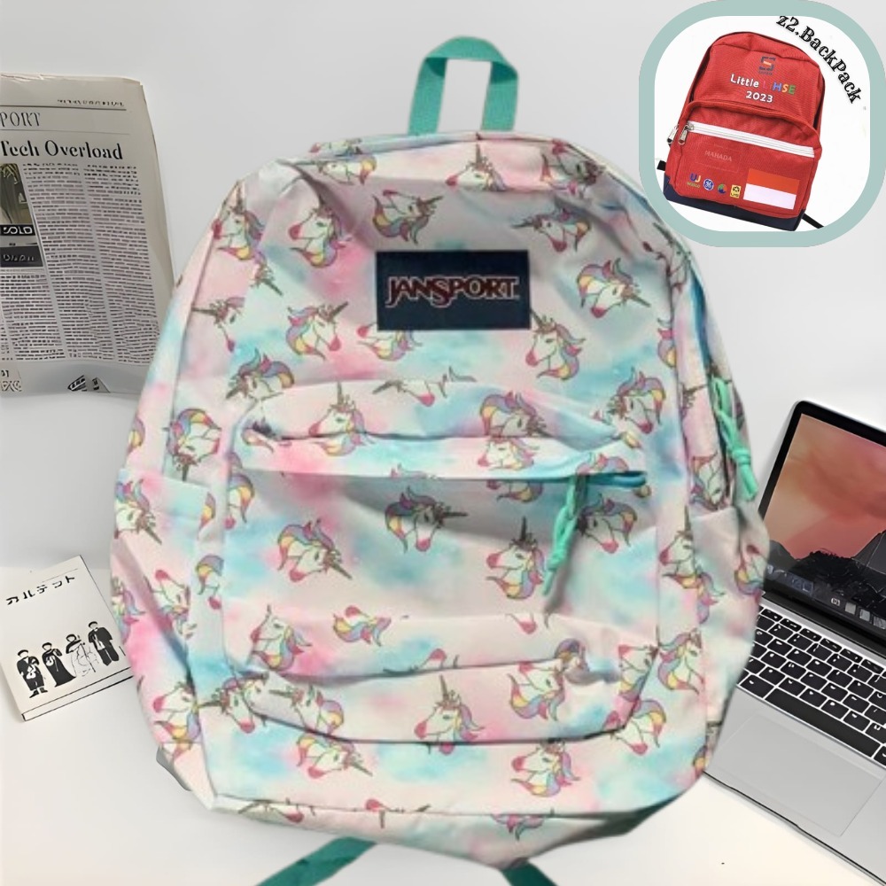 Tas Jansport Premium Motif Unicorn Ransel Jansport Wanita Jansport Backpack Sekolah