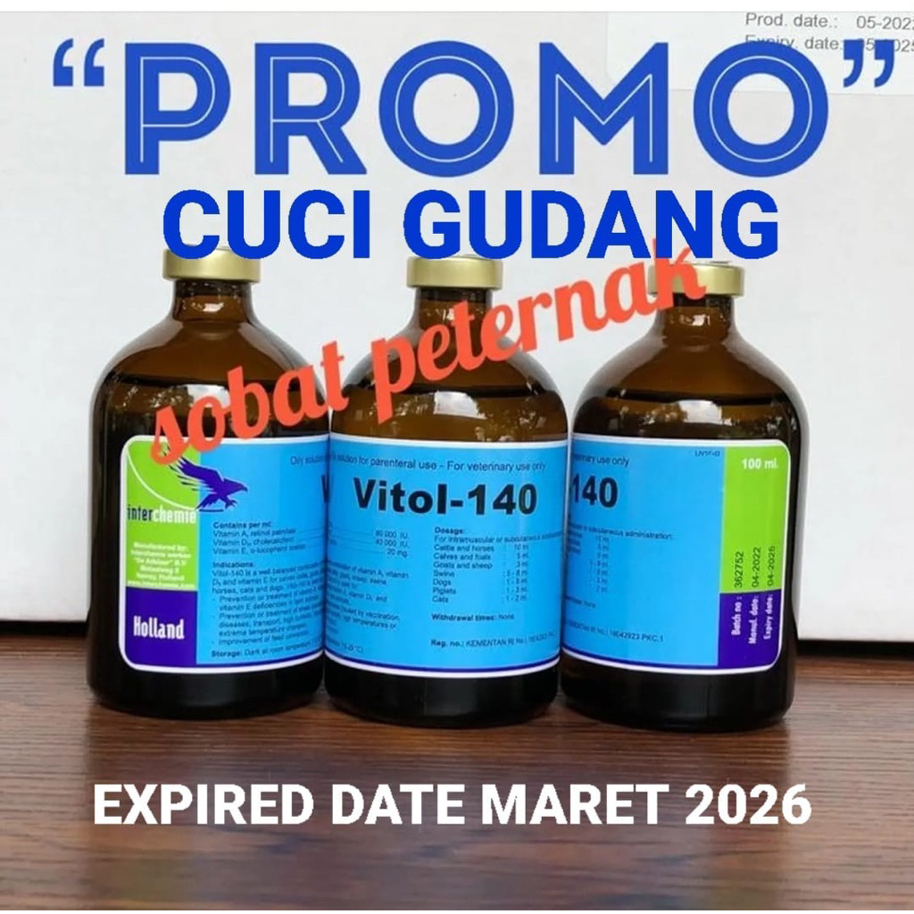 Vitol 140 100ml Vitamin ADE Sapi Kambing Domba Babi Hewan