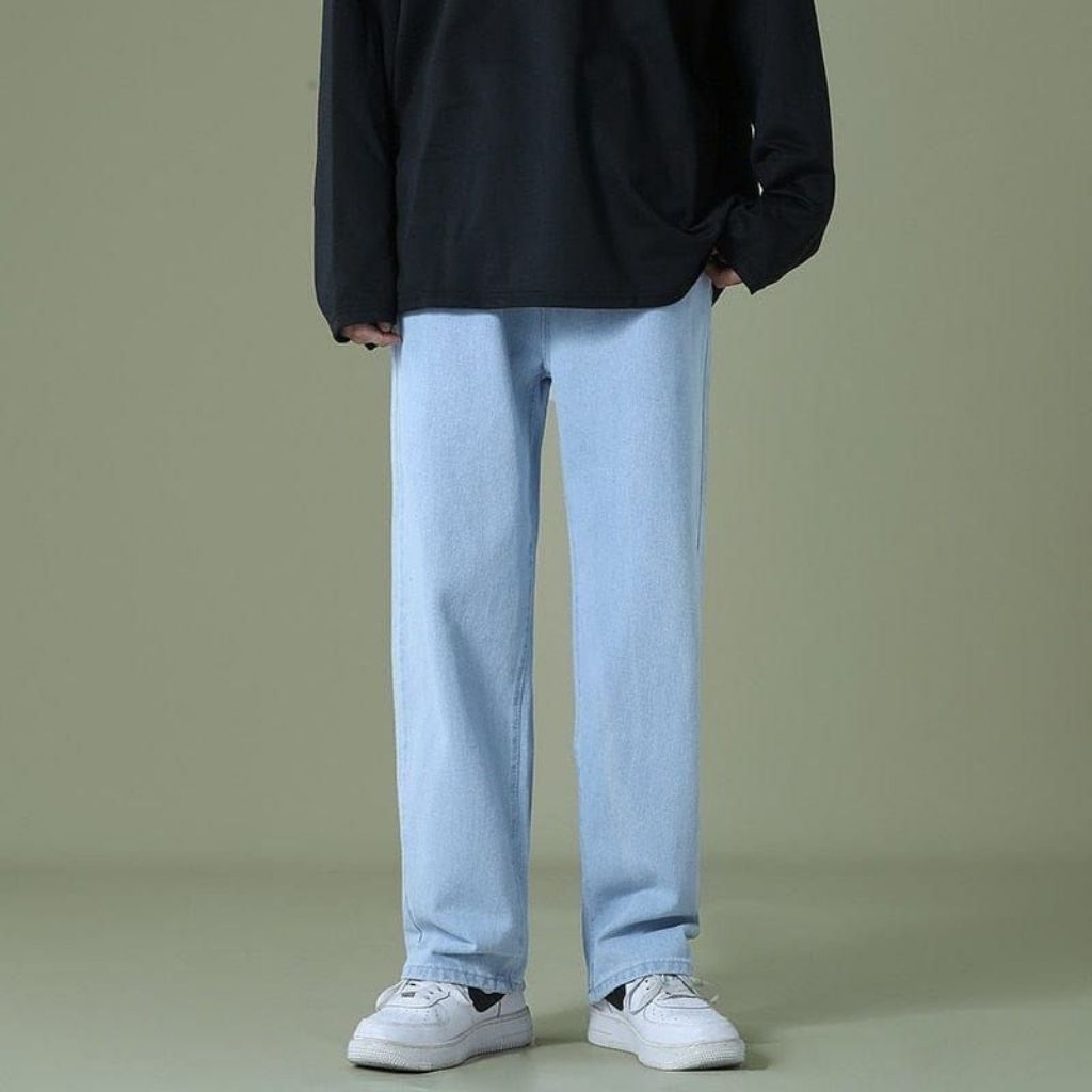 Celana Jeans Pria Reguler Fit Korean Style Oversize Loose Jeans Straight/Celana Standar Jeans Pria