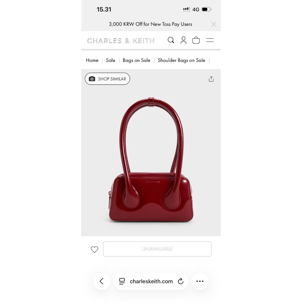 preloved tas charles & keith lula patent jelly bag size M