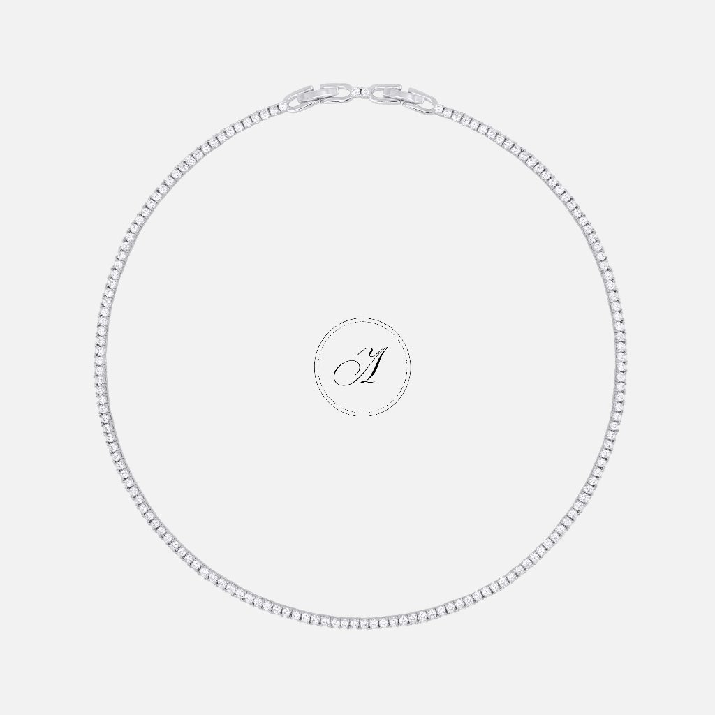 Alnneri - Elorienne Tennis Necklace Jewelry in White Gold | Perhiasan Kalung 18K Emas Asli Bersertif