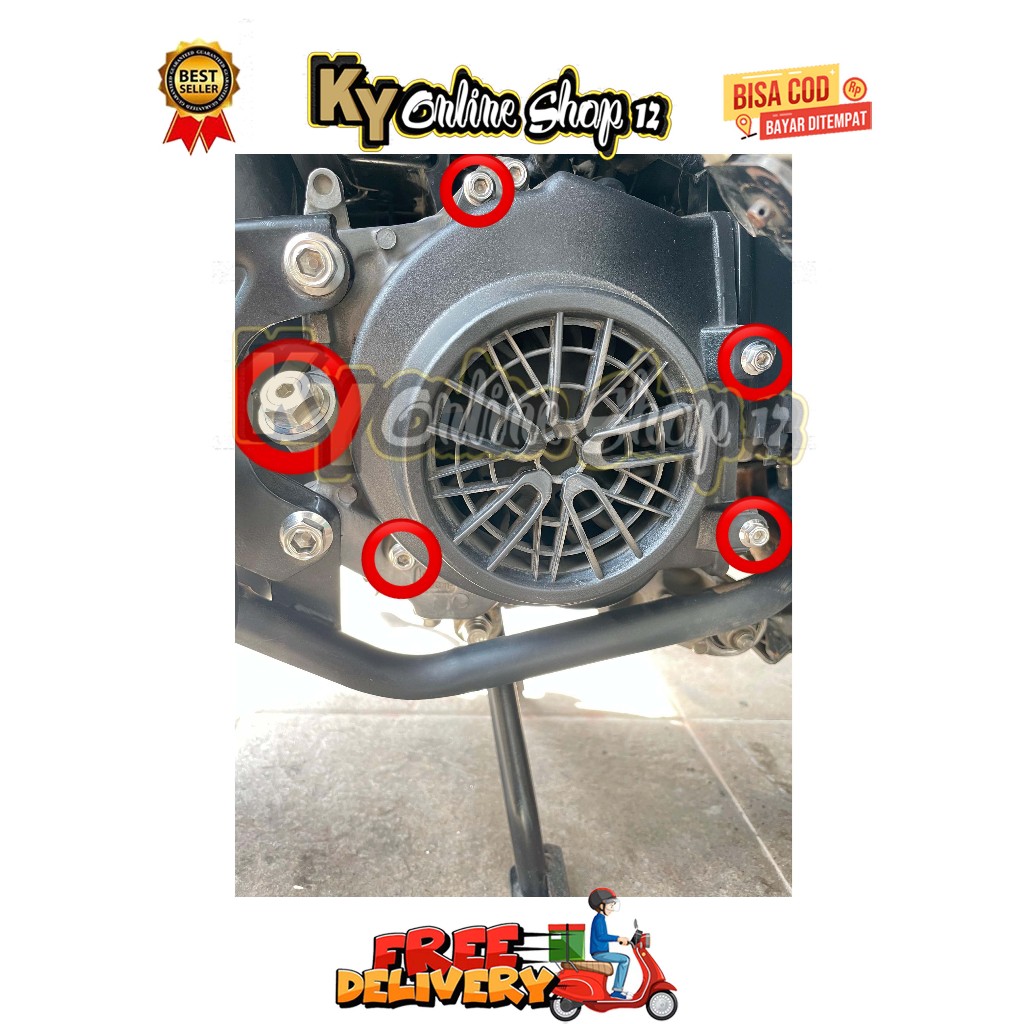 BAUT COVER KIPAS + OLI MESIN ( 5 BAUT ) BEAT ESP NEW SCOOPY ESP NEW STREET TAHUN 2015 - 2021 CBS HON