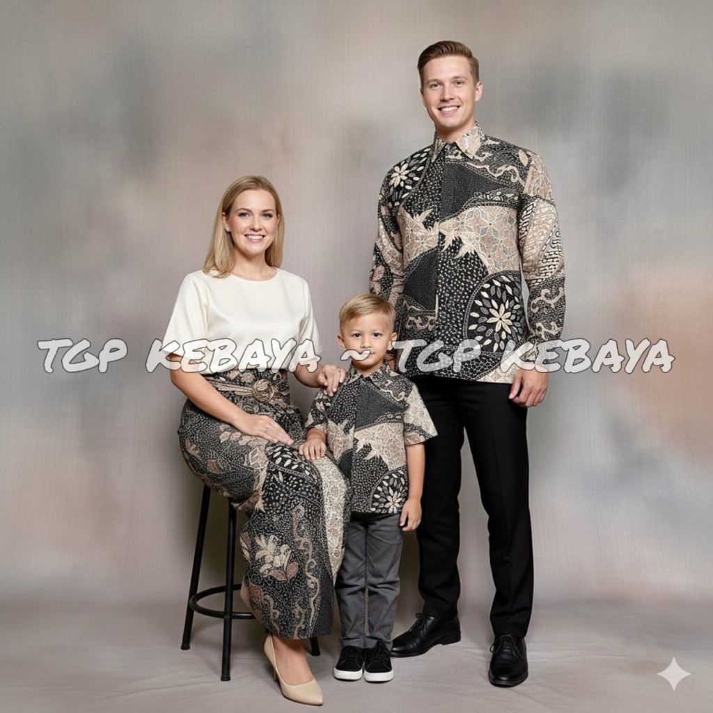 SR MOCCA - Batik Couple Ayah Dan Anak Laki-Laki Baju Batik Kemeja Dan Rok Batik Mewah Seragam Kondan