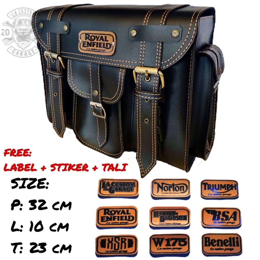 Tas motor XSR W175 ROYAL ENFIELD BSA BENELLI NORTON TRIUMPH HARLEY DAVIDSON MOTOR CUSTOM kulit tahan