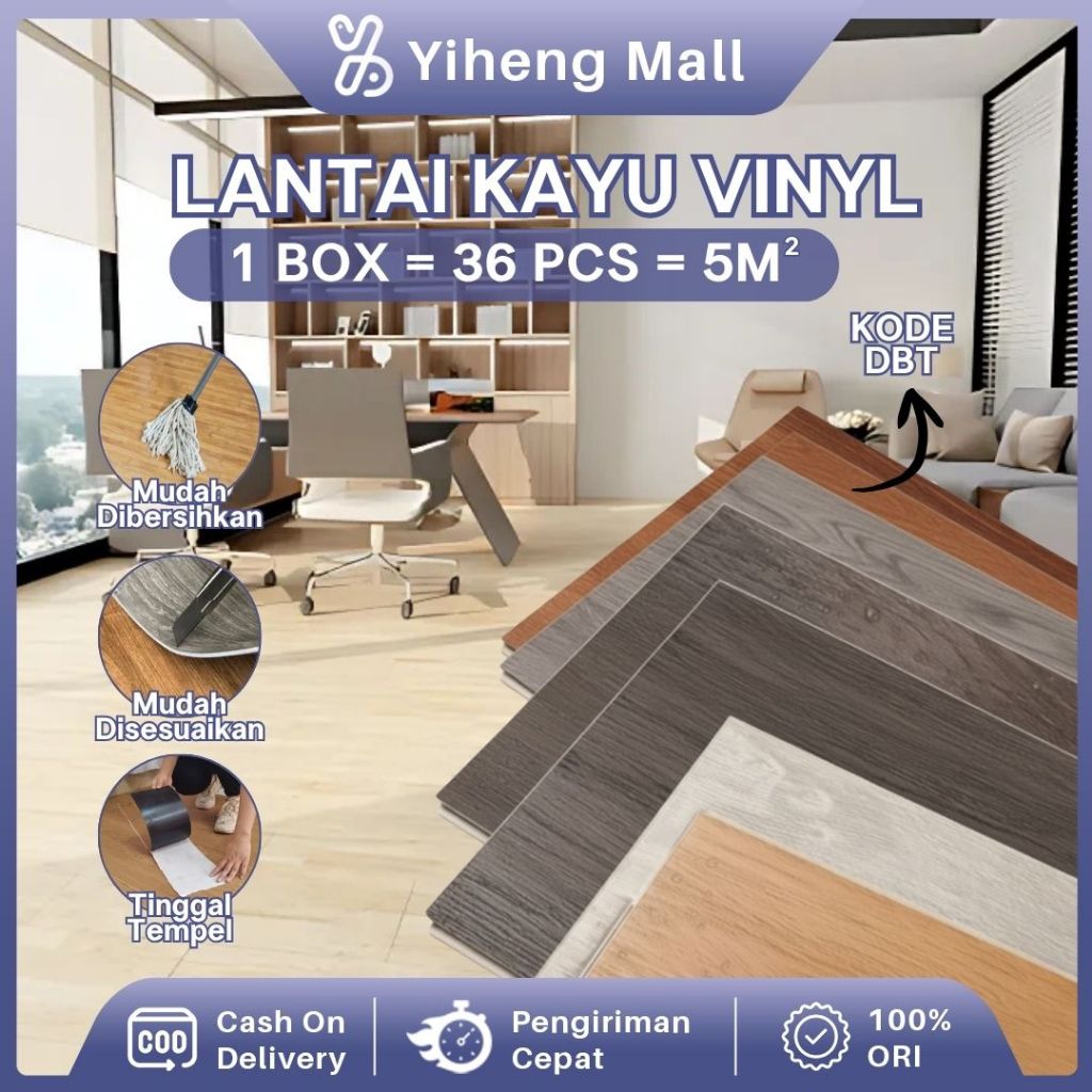 Lantai Vinyl Kayu Premium 1 Dus (36PCS) Lantai Vinyl Kayu Premium Vinyl Lantai Parket Kayu SPC Lanta