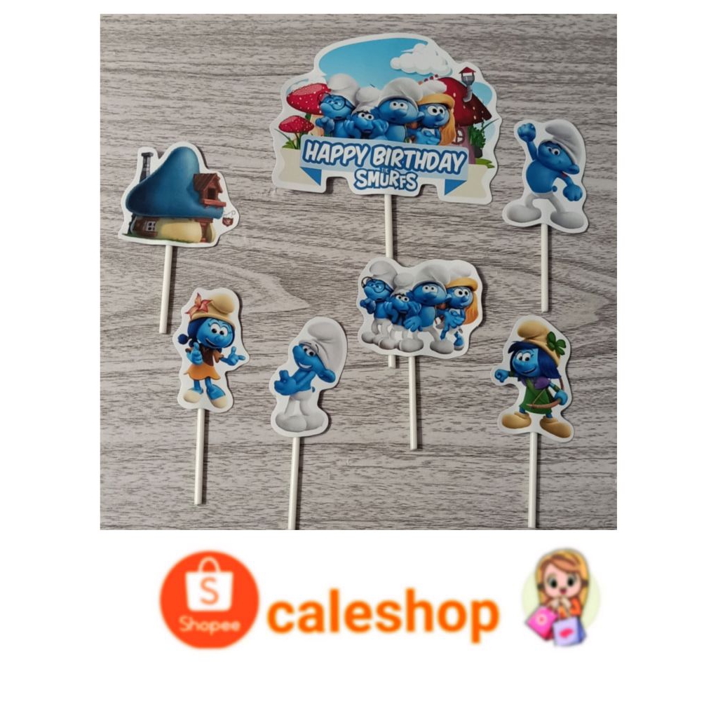 Topper Kue Ulang Tahun Anak Smurf
