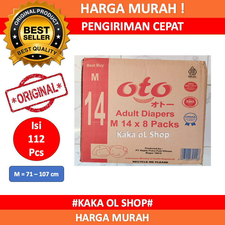 OTO Popok Perekat Dewasa - OTO Diapers Adult Popok Dewasa model Perekat M14 L14 XL12 Kemasan Dus