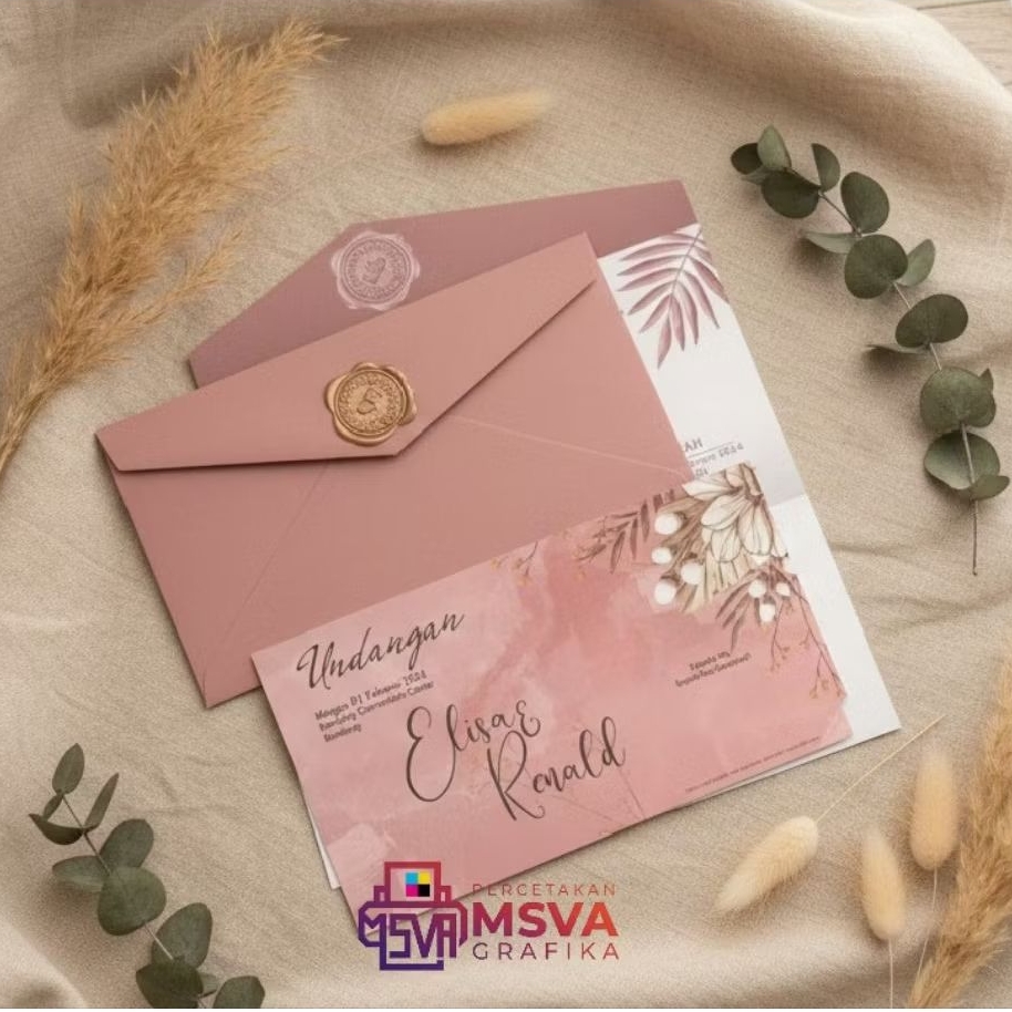 Surat Undangan Pernikahan Lipat Tiga Semi Amplop