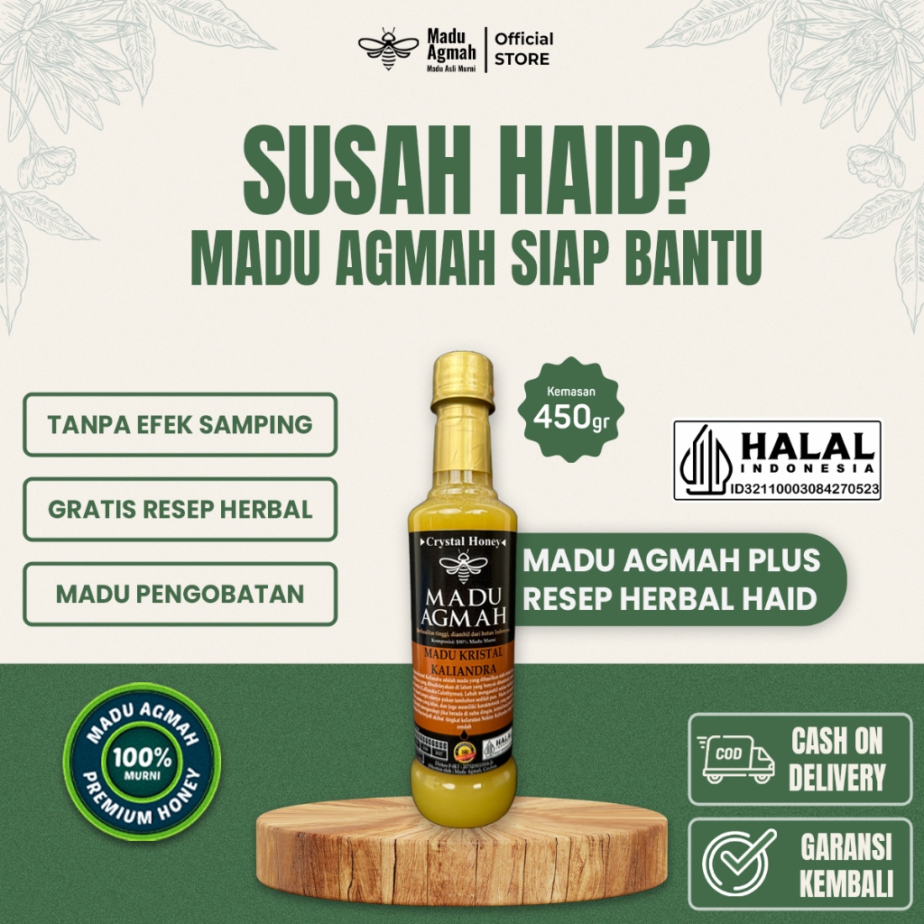 Madu Agmah - Lancarkan Haid Nyeri Menstruasi Keputihan Wanita Kemasan 450GR Halal