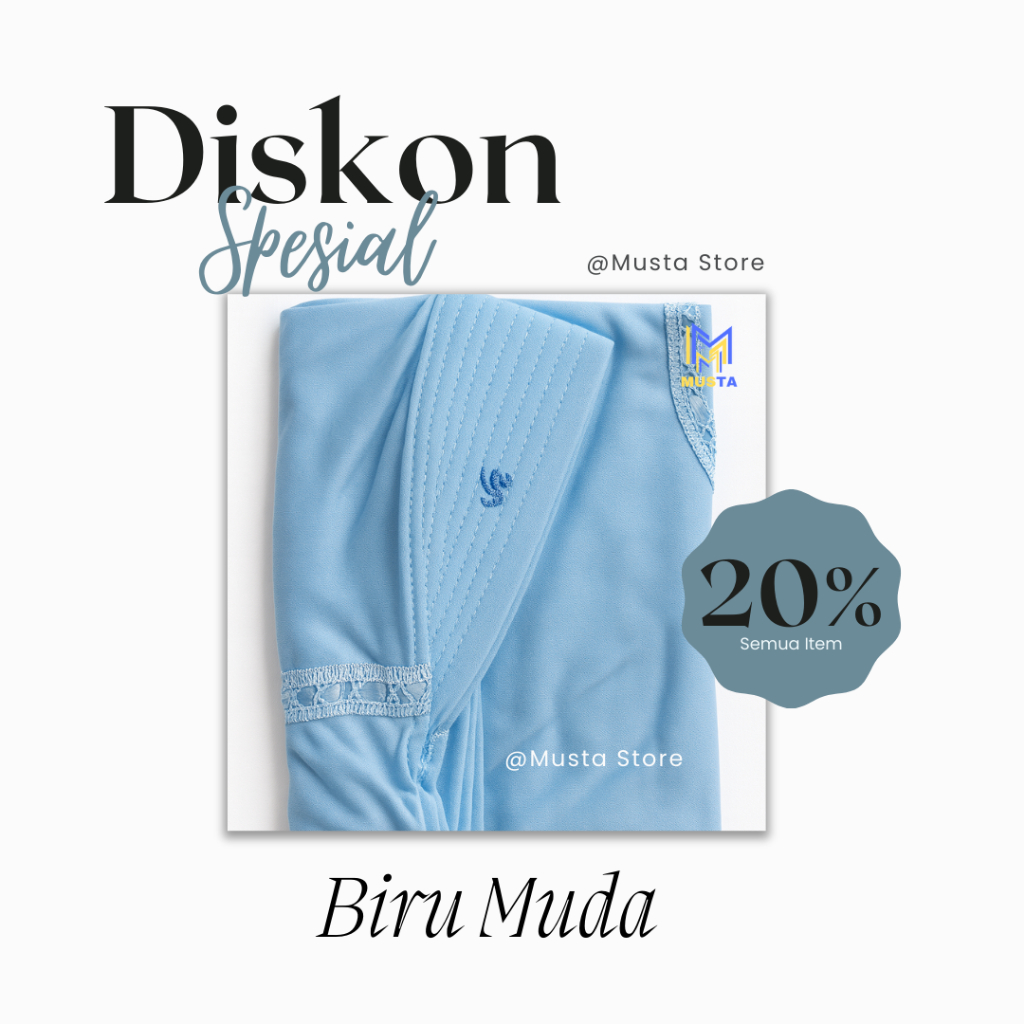 Hijab Sekolah / Kerudung Sekolah Warna Biru Muda - Serut Pita Samping TK SD SMP SMA
