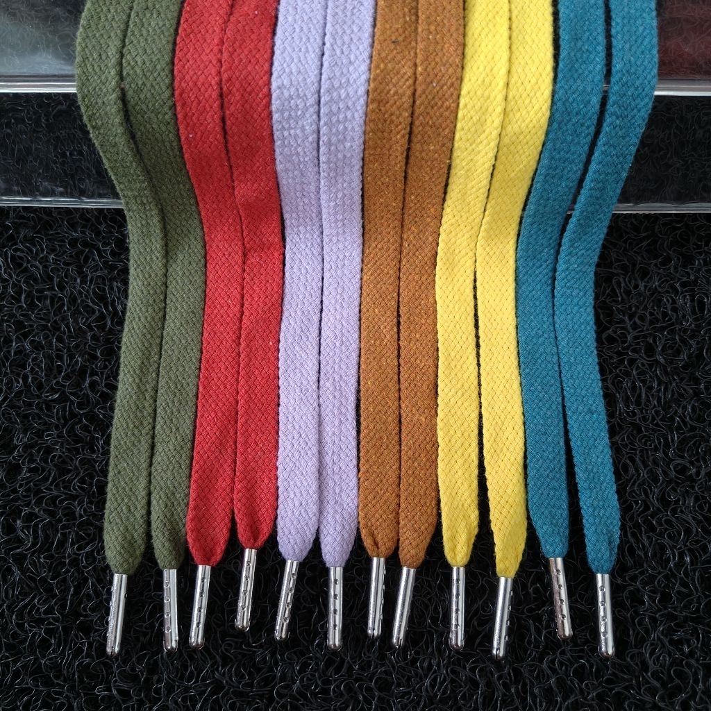 Tali sepatu gepeng katun ujung besi, tali Hoodie gepeng katun (harga 1pcs)