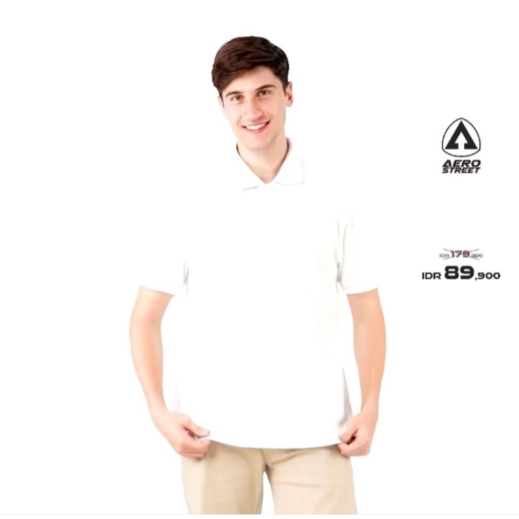 KAOS POLO SHIRT AEROSTREET PUTIH - KAOS KERAH - KAOS KEMEJA - PUTIH