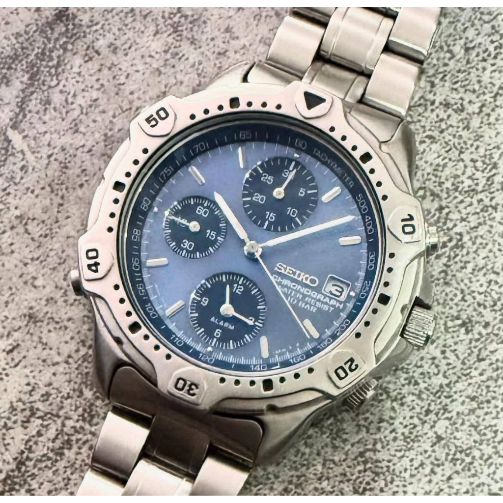 seiko chronograph starfish blue dial quartz
