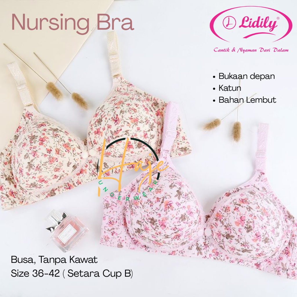 LIDILY Bra BH Menyusui Busa Tanpa Kawat Cup B Size 36 - 42