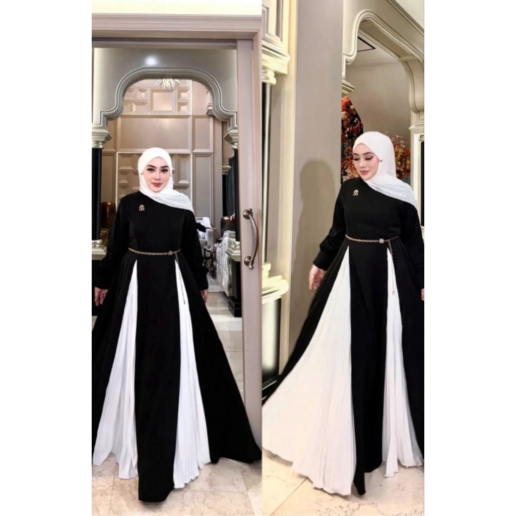 Dress Gamis Shellasaukia Baju Muslim Wanita Dewasa Remaja Lebaran Kondangan Pesta