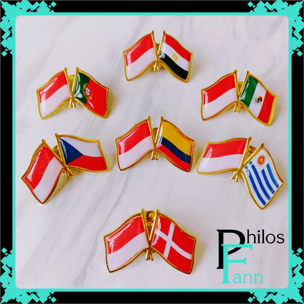Custom Pin & Bros Lencana Kuningan Cor Emas Bendera Persahabatan Negara