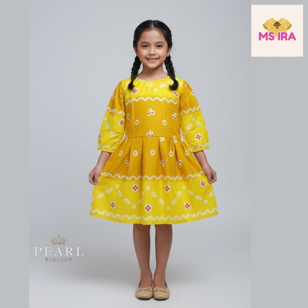 Dress Batik Jumputan Anak Kuning