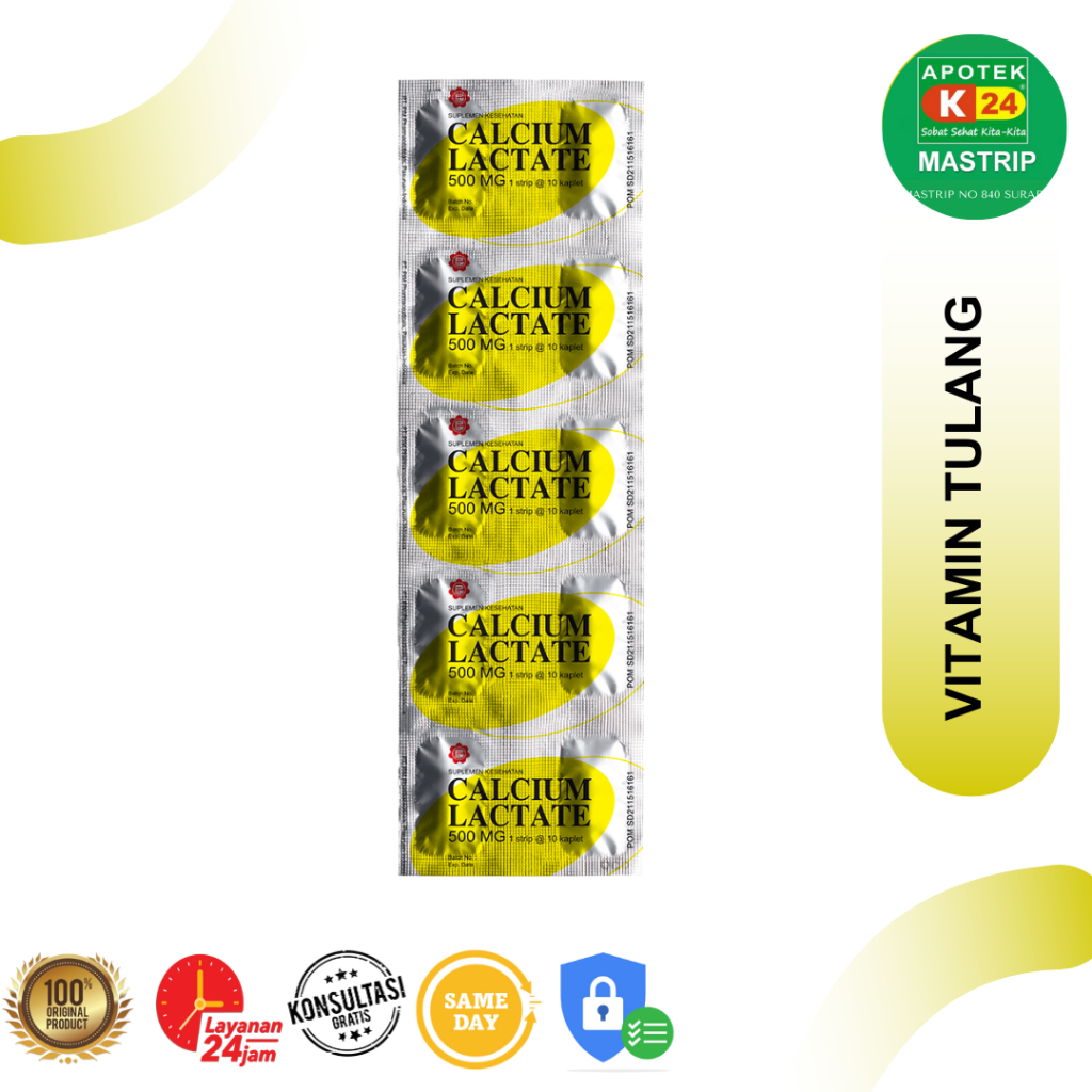CALCIUM LACTATE TABLET PIM VITAMIN TULANG DEWASA 10 TABLET