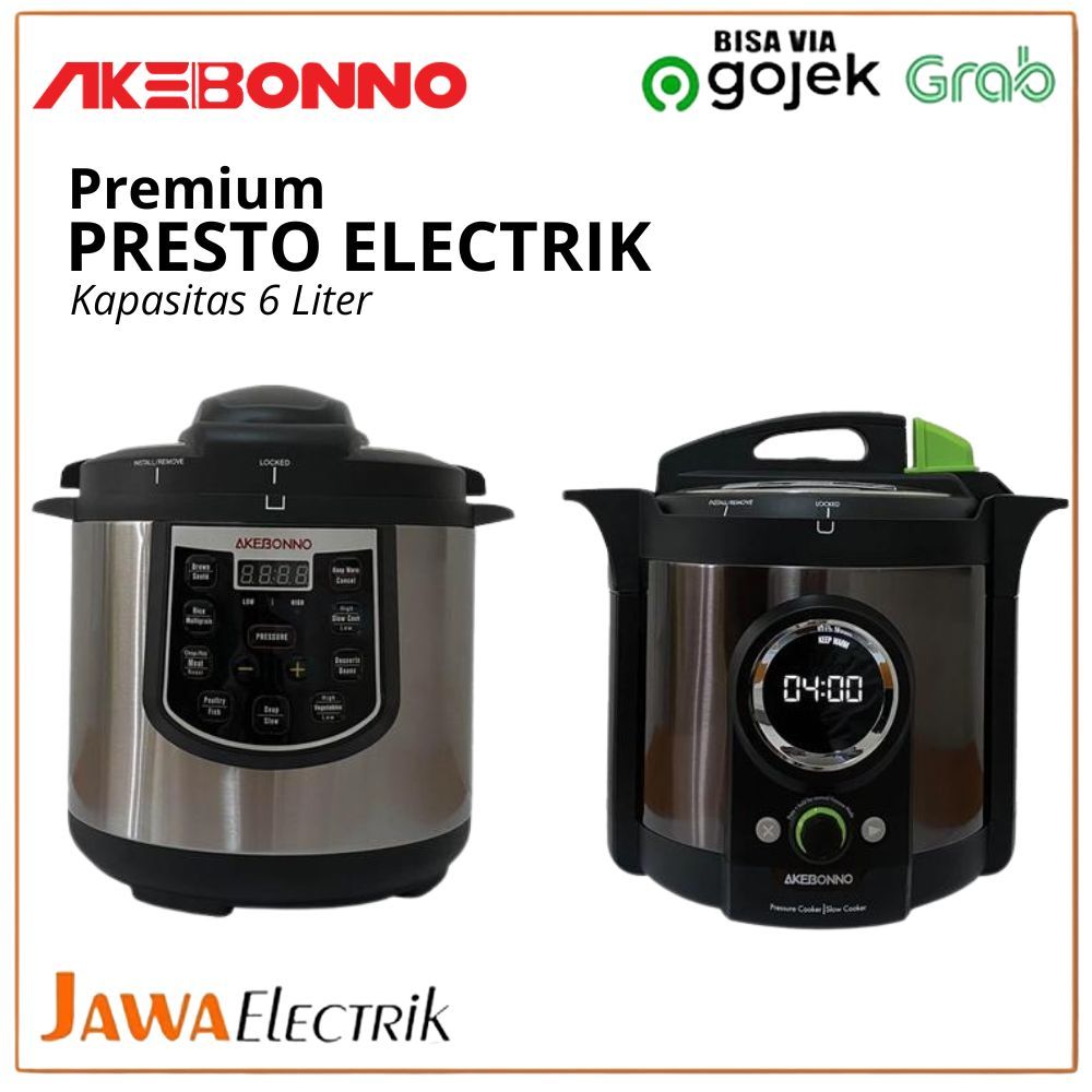 Presto Listrik AKEBONNO 6 Liter Low Watt | Electric Pressure Cooker Multifungsi | Cepat Matang & Hem