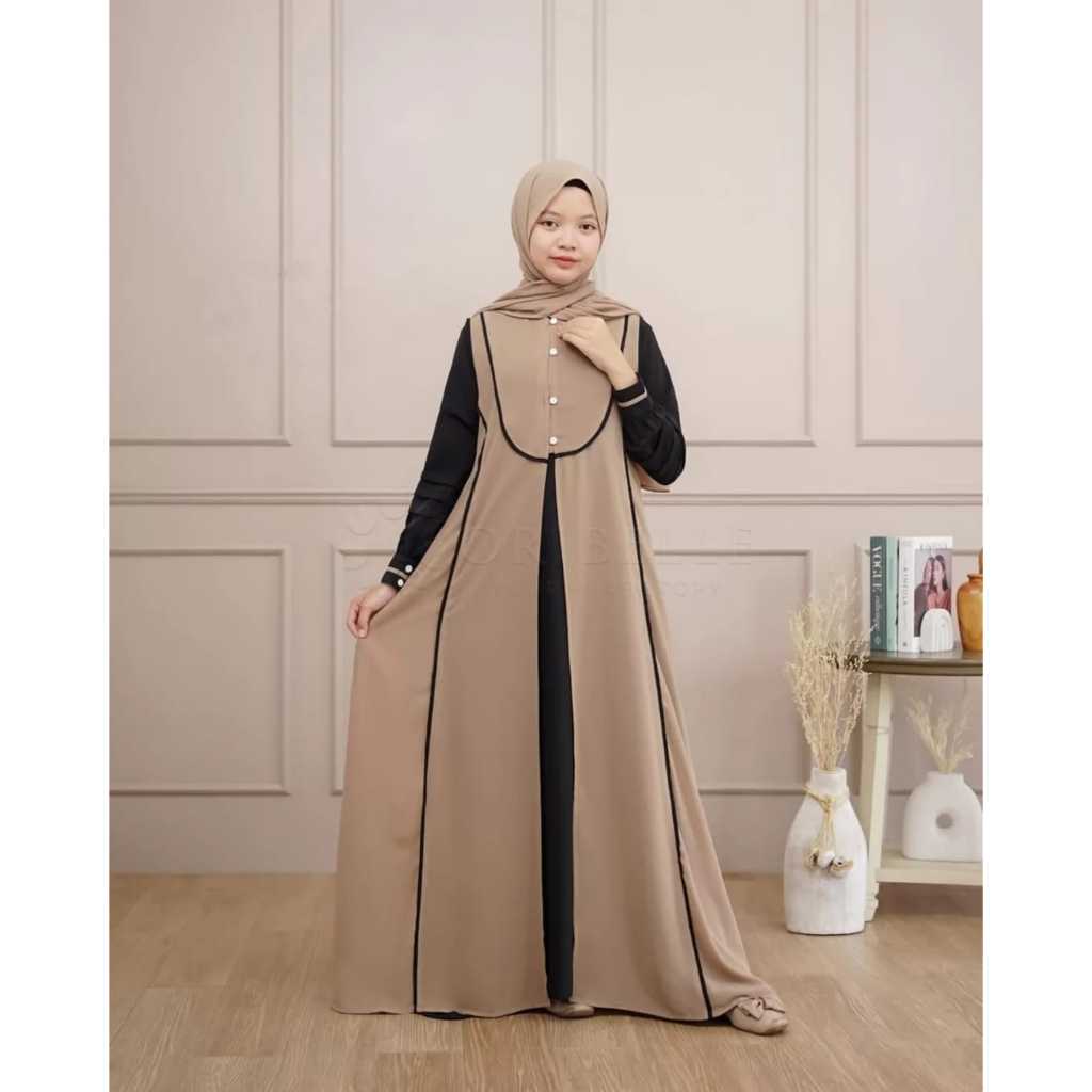 Qirani Kids Gamis Anak Perempuan 9 10 11 12 Tahun Inner Dan Outer Sabrina Anti UV Mix Ceruty Babydol