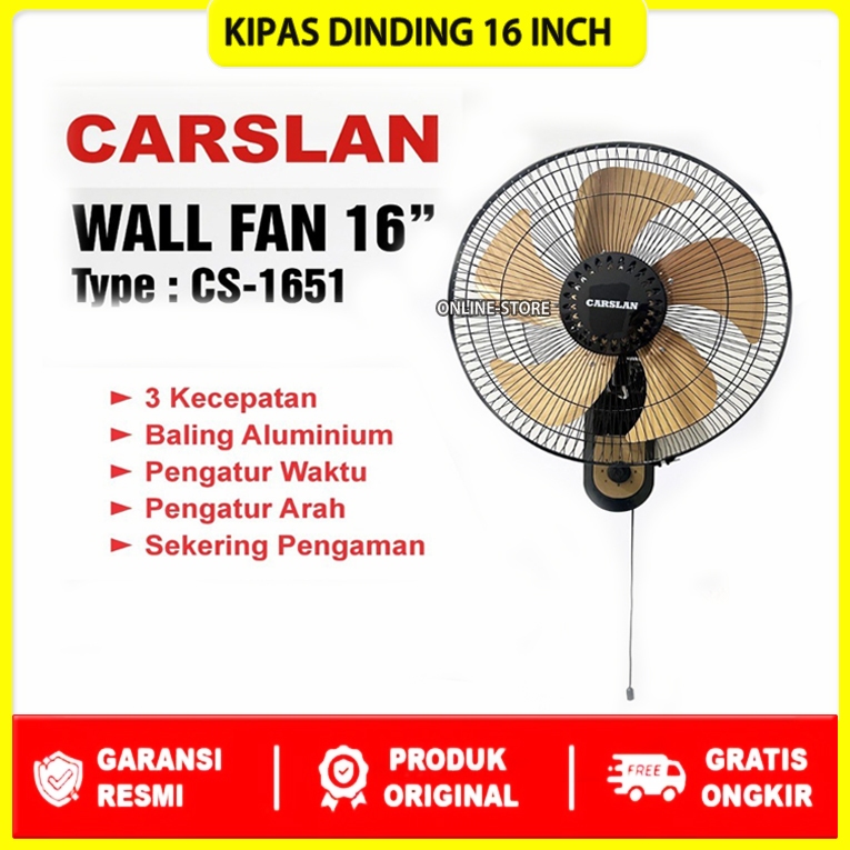 Kipas Angin Tornado Wallfan/ Kipas Dinding Tornado 16inch Carslan CS-1651 kip as
