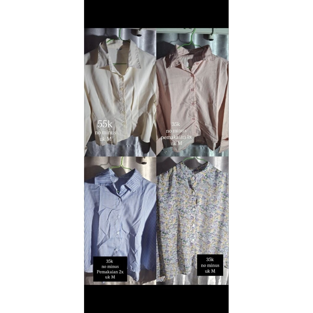 preloved kemeja, blouse, jeans, cardigan, hoodie, vest