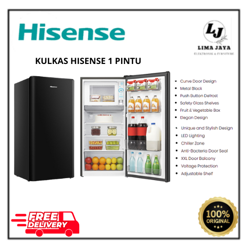 Kulkas Hisense 1 Pintu RT125D4IBN / RT198D4IBN Kulkas 1 Pintu Hisense Kulkas Satu Pintu Hisense