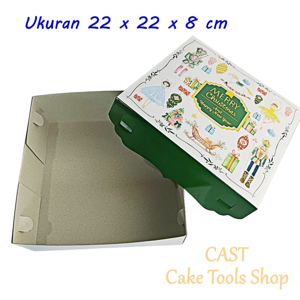 Kotak Dus Kue Natal Christmas 22 x 22 x 8 cm
