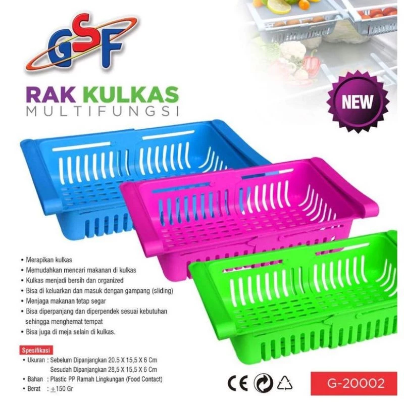 Rak Keranjang Kulkas Sliding Plastik Buah GSF 20002