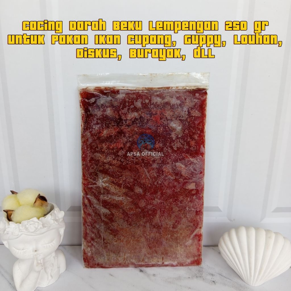 Cacing Darah Beku Lempengan 250gr / Frozen Bloodworm 250gr Premium / Pakan Ikan hias Cupang Guppy Mo