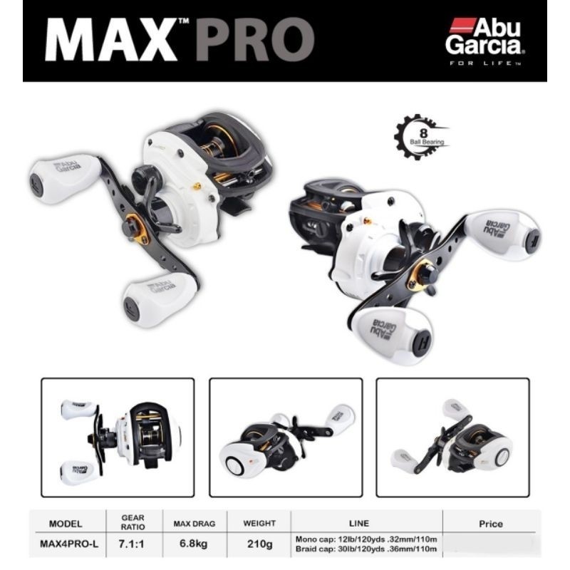 Reel BC Abu garcia Max Pro 4L (kiri) MAX4PRO-L - Reel Baitcasting Low Profile