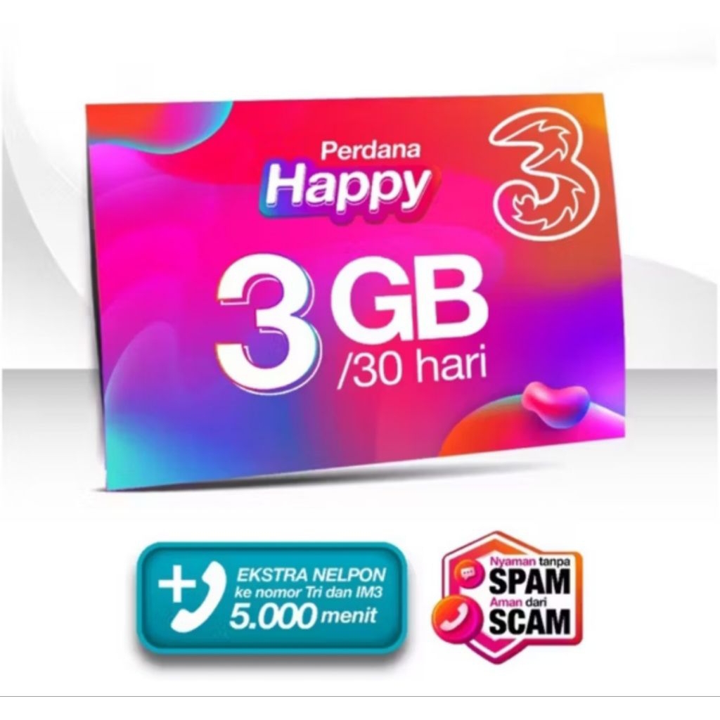 KARTU PERDANA TRI 3GB SIAP PAKAI NASIONAL