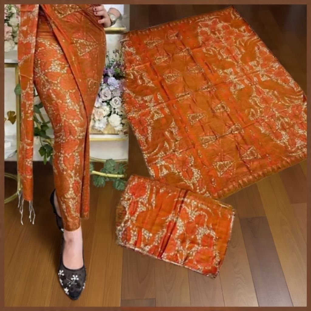 KAMEN SET SELENDANG MOTIF BATIK TRADISIONAL BATIK SUTRA PARIS ATBM KAIN LEMBARAN BAWAHAN KEBAYA WISU