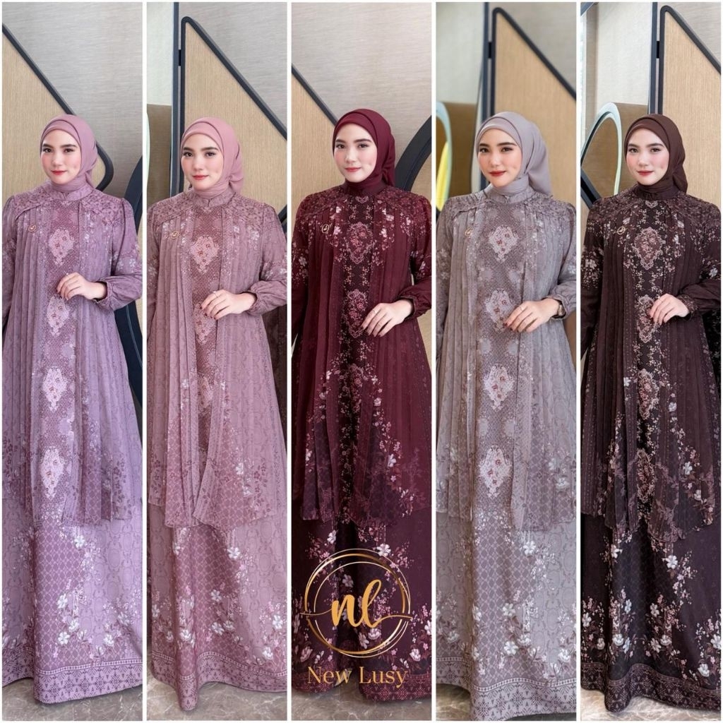 KARINA Dress By New Lusy / GAMIS SEMI CARDI MOTIF WARNA ABU